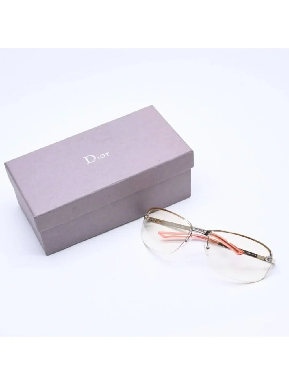 Dior Adiorable 5 Half Rim Sunglasses Silver Yellow Eyewear